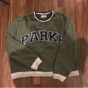 Parker women’s Crewneck Sweater in Olive and White